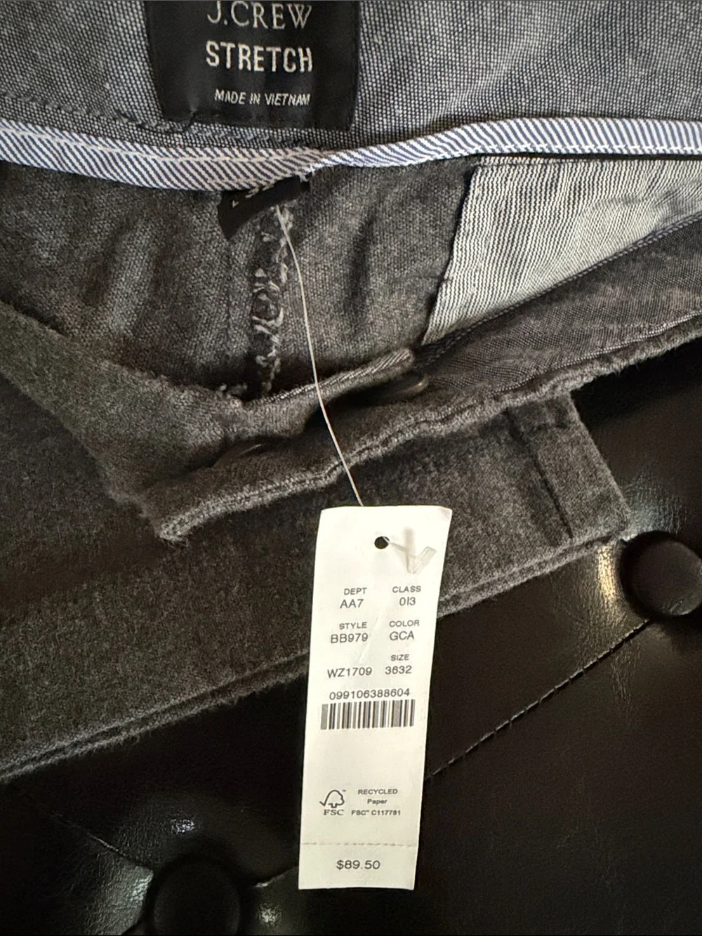 J. Crew Slim Stretch Men's Pants - Charcoal